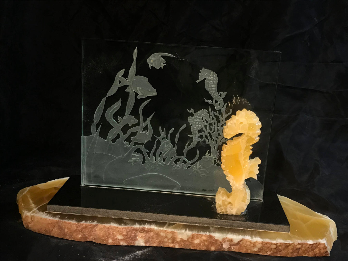 Etched Glass Sea Scene